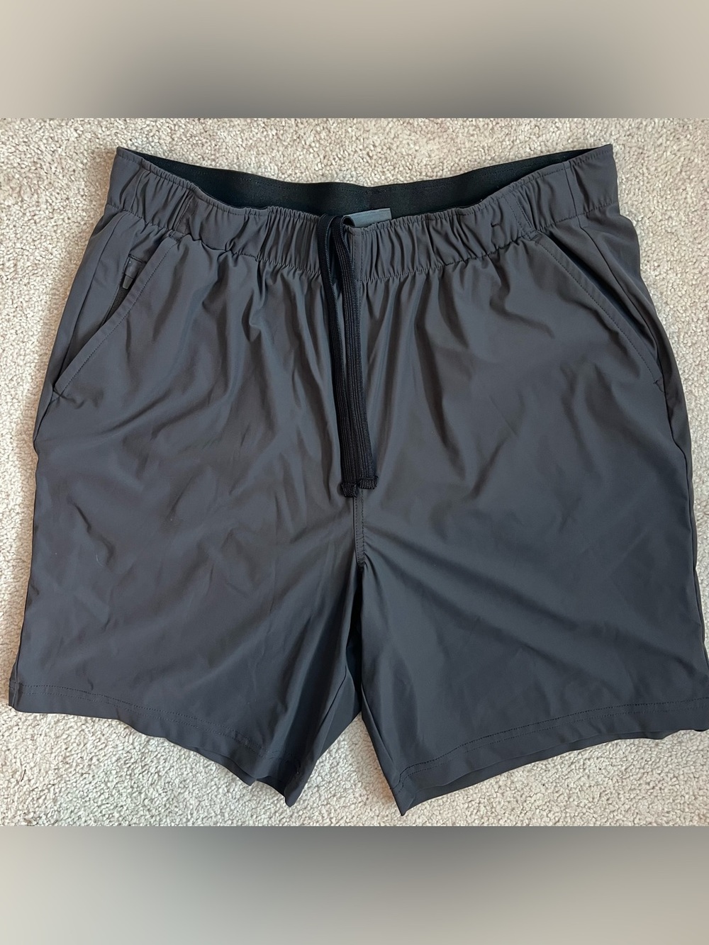 Glacier Men's Large Athletic Drawstring Performance Shorts - Charcoal Gray NWOT